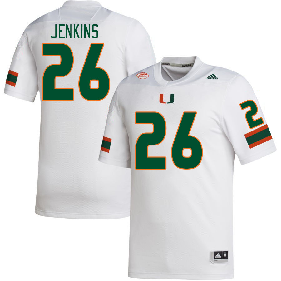 #26 Rayshawn Jenkins Miami Hurricanes Jerseys Football Stitched-White